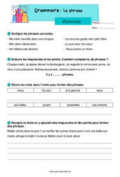 La phrase - Exercices de grammaire : 4ème Harmos - PDF à imprimer