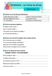 Les formes de phrase - Exercices de grammaire : 4ème Harmos - PDF à imprimer