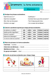 La forme exclamative - Exercices de grammaire : 4ème Harmos - PDF à imprimer