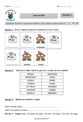 Exercice Evaluation - Période 3 - Anglais - Doggy , Foxy - My English Pass : 4ème Harmos - PDF à imprimer