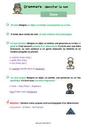 Identifier le nom - Cours, Leçon de grammaire : 4ème Harmos - PDF gratuit à imprimer