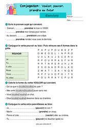Vouloir, pouvoir, prendre au futur - Exercices de conjugaison : 4ème Harmos - PDF à imprimer