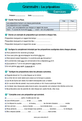 Les prépositions - Exercices avec les corrigés : 9eme Harmos - PDF à imprimer