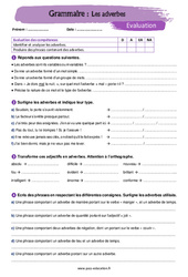 Les adverbes - Examen Evaluation avec la correction : 9eme Harmos - PDF à imprimer