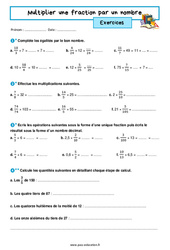 Multiplier une fraction par un nombre - Exercices avec les corrigés : 9eme Harmos - PDF à imprimer