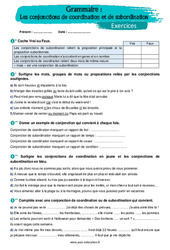 Les conjonctions de coordination et de subordination - Exercices avec les corrigés : 9eme Harmos - PDF à imprimer