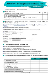 Les compléments essentiels du verbe - Exercices avec les corrigés : 9eme Harmos - PDF à imprimer