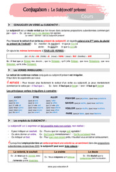 Le subjonctif présent - Cours : 9eme Harmos - PDF à imprimer
