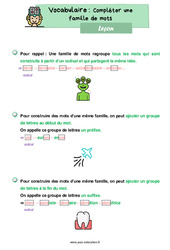Compléter une famille de mots - Cours, Leçon de vocabulaire : 4ème Harmos - PDF gratuit à imprimer
