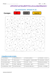 Terminaisons verbales en e - Coloriage magique : 7ème Harmos - PDF à imprimer