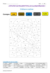 Préfixes et suffixes - Coloriage magique : 5ème Harmos - PDF à imprimer