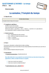 Semaine - Emploi du temps - Fiche de préparation : 5ème Harmos - PDF à imprimer