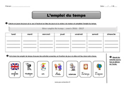 Emploi du temps - Exercices : 5ème Harmos - PDF à imprimer