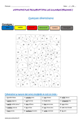 Déterminants - Coloriage magique : 6ème Harmos - PDF à imprimer