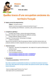 Traces d’une occupation ancienne du territoire français - Fiche de préparation : 5ème, 6ème Harmos - PDF à imprimer