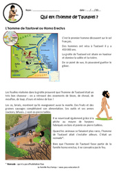 Qui est l’homme de Tautavel ? - Exercices : 5ème, 6ème Harmos - PDF à imprimer