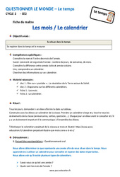 Séquence - Fiche de préparation Mois - Calendrier - Séquence - Fiche de préparation : 5ème Harmos - PDF à imprimer