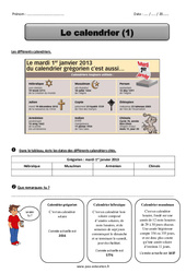 Calendrier - Exercices : 5ème Harmos - PDF à imprimer