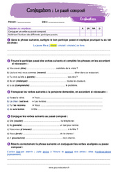 Le passé composé - Examen Evaluation avec la correction : 9eme Harmos - PDF à imprimer