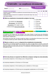 Les compléments circonstanciels - Examen Evaluation avec la correction : 9eme Harmos - PDF à imprimer