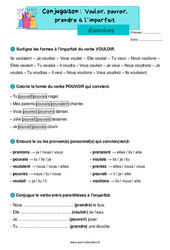 Vouloir, pouvoir, prendre à l'imparfait - Exercices de conjugaison : 4ème Harmos - PDF à imprimer