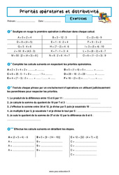 Priorités opératoires et distributivité - Exercices avec les corrigés : 9eme Harmos - PDF à imprimer