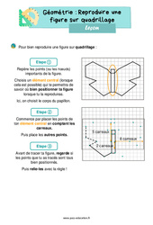 Reproduire une figure sur quadrillage - Cours, Leçon de géométrie : 4ème Harmos - PDF gratuit à imprimer