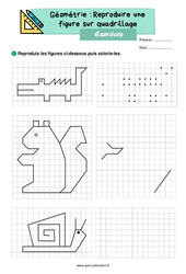 Reproduire une figure sur quadrillage - Exercices de géométrie : 4ème Harmos - PDF à imprimer