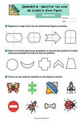 Identifier les axes de symétrie d'une figure - Exercices de géométrie : 4ème Harmos - PDF à imprimer