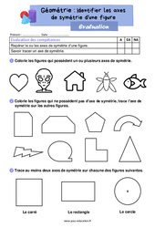 Identifier les axes de symétrie d'une figure - Évaluation de géométrie : 4ème Harmos - PDF à imprimer