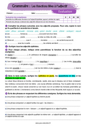 Les fonctions liées à l’adjectif - Examen Evaluation avec la correction : 9eme Harmos - PDF à imprimer