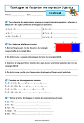 Développer et factoriser une expression littérale - Exercices avec les corrigés : 9eme Harmos - PDF à imprimer