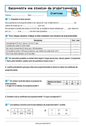 Reconnaitre une situation de proportionnalité - Exercices avec correction : 9eme Harmos - PDF à imprimer