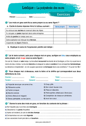 La polysémie des mots - Exercices avec les corrigés : 9eme Harmos - PDF à imprimer