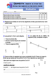 Repérer et tracer des droites, des segments et des points alignés - Évaluation : 4ème Harmos - PDF à imprimer