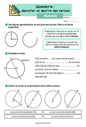 Identifier et décrire des cercles - Exercices : 4ème Harmos - PDF à imprimer