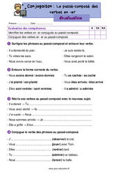 Le passé - composé des verbes en - er - Évaluation : 4ème Harmos - PDF à imprimer