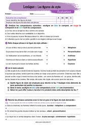 Figures de style - Examen Evaluation avec la correction : 9eme Harmos - PDF à imprimer