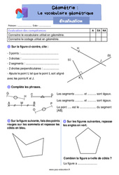 Le vocabulaire géométrique - Évaluation : 4ème Harmos - PDF à imprimer