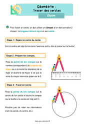 Tracer des cercles - Cours, Leçon : 4ème Harmos - PDF gratuit à imprimer