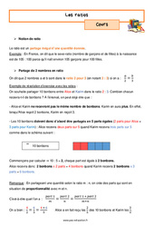 Les ratios - Cours : 9eme Harmos - PDF à imprimer