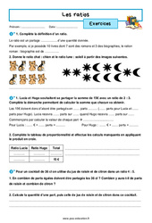 Les ratios - Exercices avec les corrigés : 9eme Harmos - PDF à imprimer