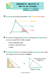 Identifier et décrire les triangles - Cours, Leçon : 4ème Harmos - PDF gratuit à imprimer