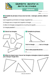 Identifier et décrire les triangles - Exercices : 4ème Harmos - PDF à imprimer