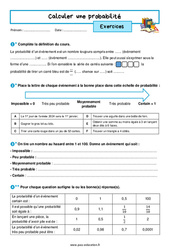 Calculer une probabilité - Exercices avec les corrigés : 9eme Harmos - PDF à imprimer