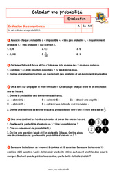 Calculer une probabilité - Examen Evaluation avec la correction : 9eme Harmos - PDF à imprimer