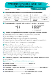 Accord du participe passé des verbes pronominaux - Exercices avec les corrigés : 9eme Harmos - PDF à imprimer