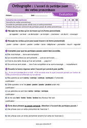 Accord du participe passé des verbes pronominaux - Examen Evaluation avec la correction : 9eme Harmos - PDF à imprimer