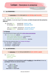 Synonymes et antonymes - Cours : 9eme Harmos - PDF à imprimer