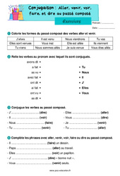 Aller, venir, voir, faire, et dire au passé composé - Exercices de conjugaison : 4ème Harmos - PDF à imprimer